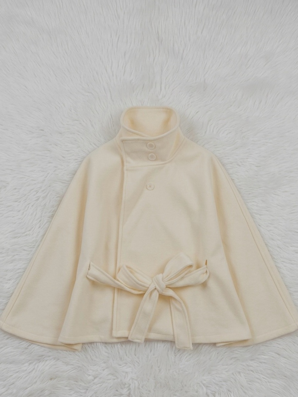 Brand New Girls Cream Cape Coat with High Collar and Tie